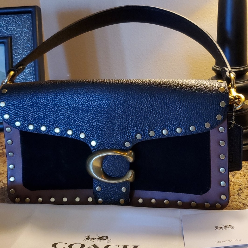 COACH Tabby Colorblock Studded Leather Handbag